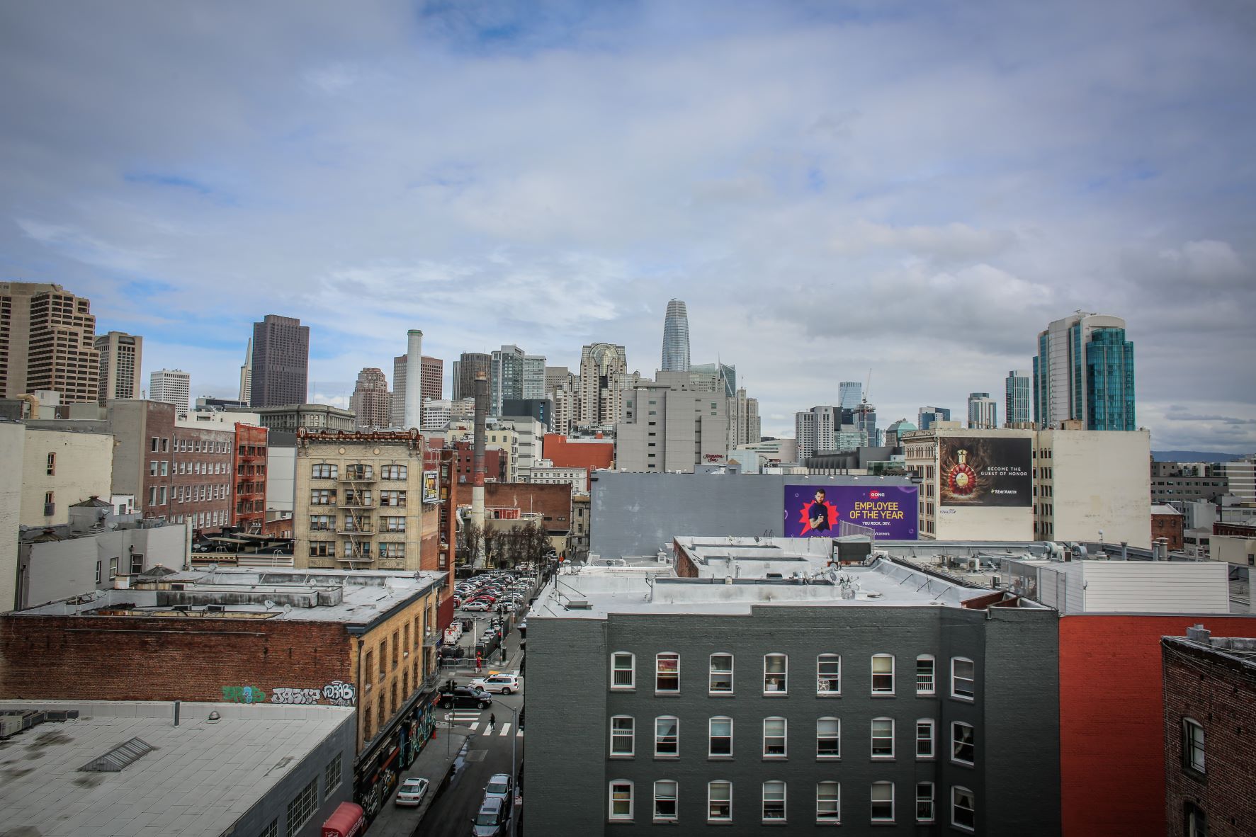 aerial view from a rooftop in SOMA, SF