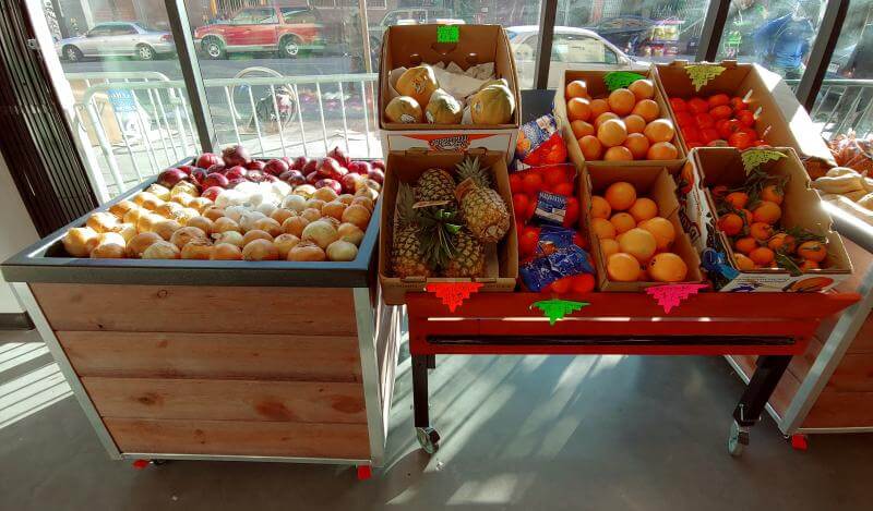 Dalda's Community Market produce racks 2020