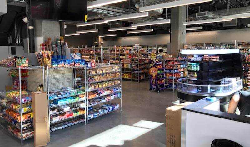 Interior of Dalda's Communtiy Market with lots of space and shelving