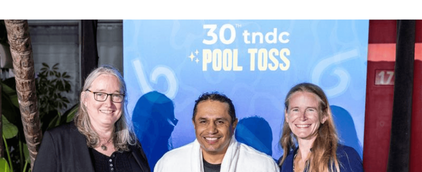 Roxanne Huey Katie Lamont and maurlio leon at pool toss