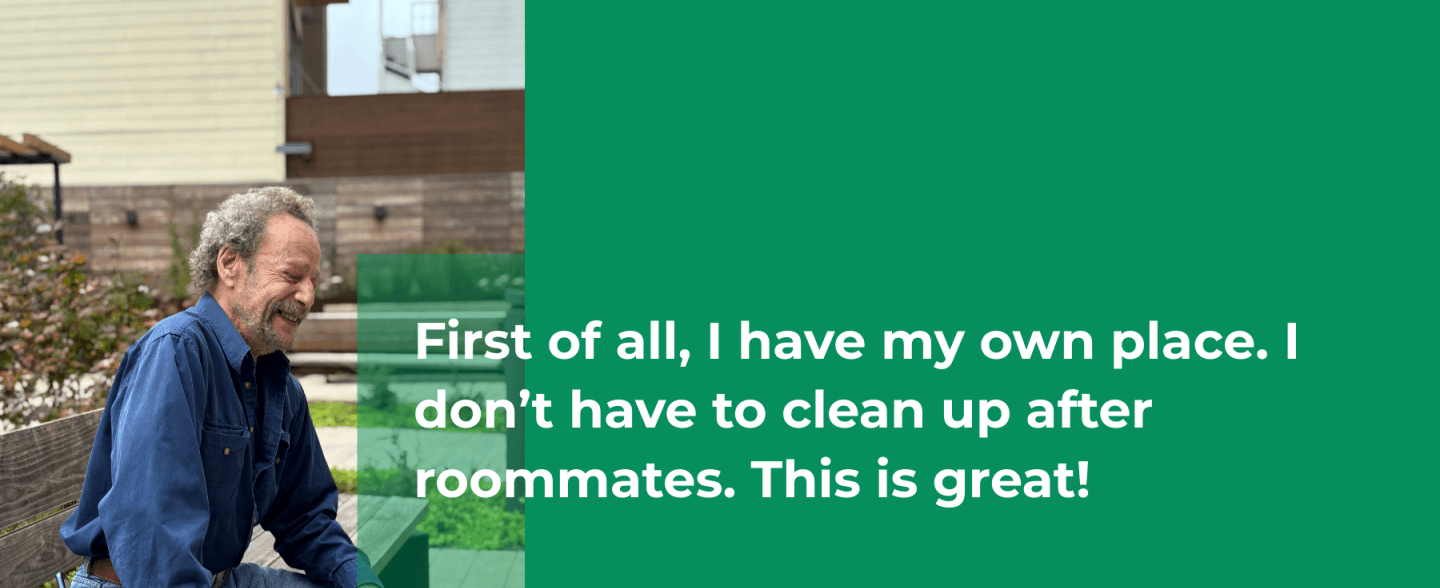 Larry seated on bench at 383 6th Ave