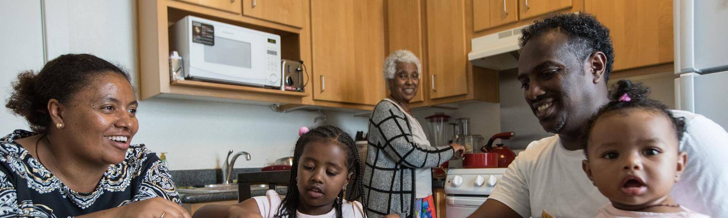 Ethiopian family shares a meal together at home 