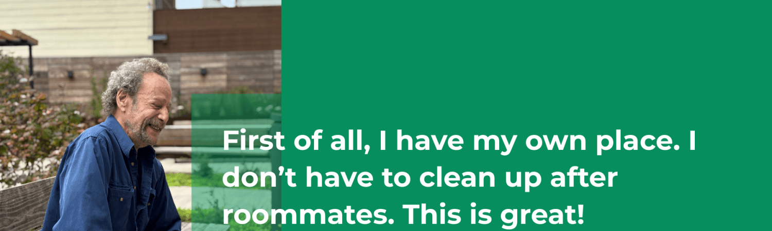 Larry seated on bench at 383 6th Ave