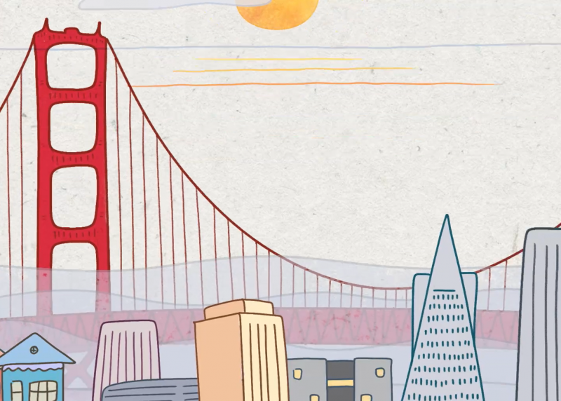 Hand-drawn image of the San Francisco skyline