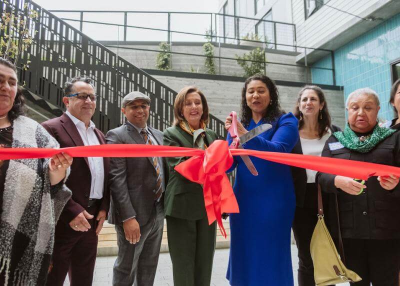 ribbon-cutting with Speaker Pelosi, Mayor Breed, and others