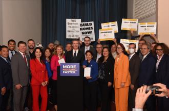 People surrounding a podium