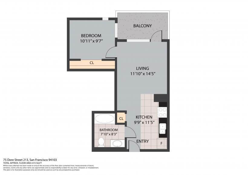 Floorplan for Unit 213 at Folsom and Dore
