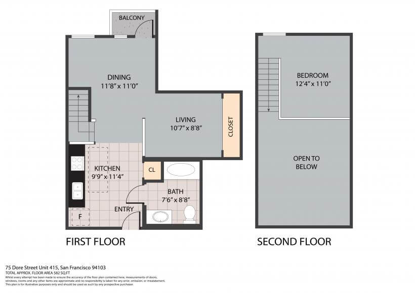 Floorplan for Unit 415 at Folsom and Dore
